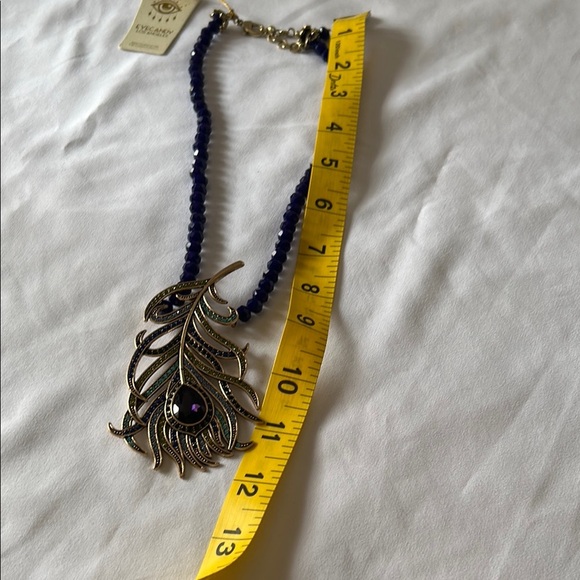 Artistic Blue and Gold Statement Necklace with Sculptural Design - Picture 6 of 8